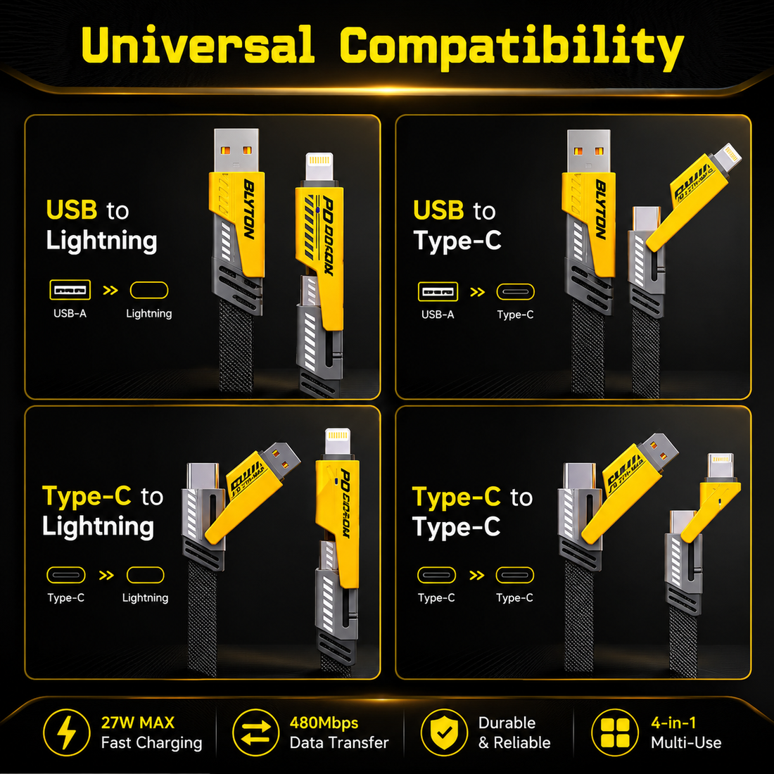 Veltex Fast Charge 4IN1 Cable
