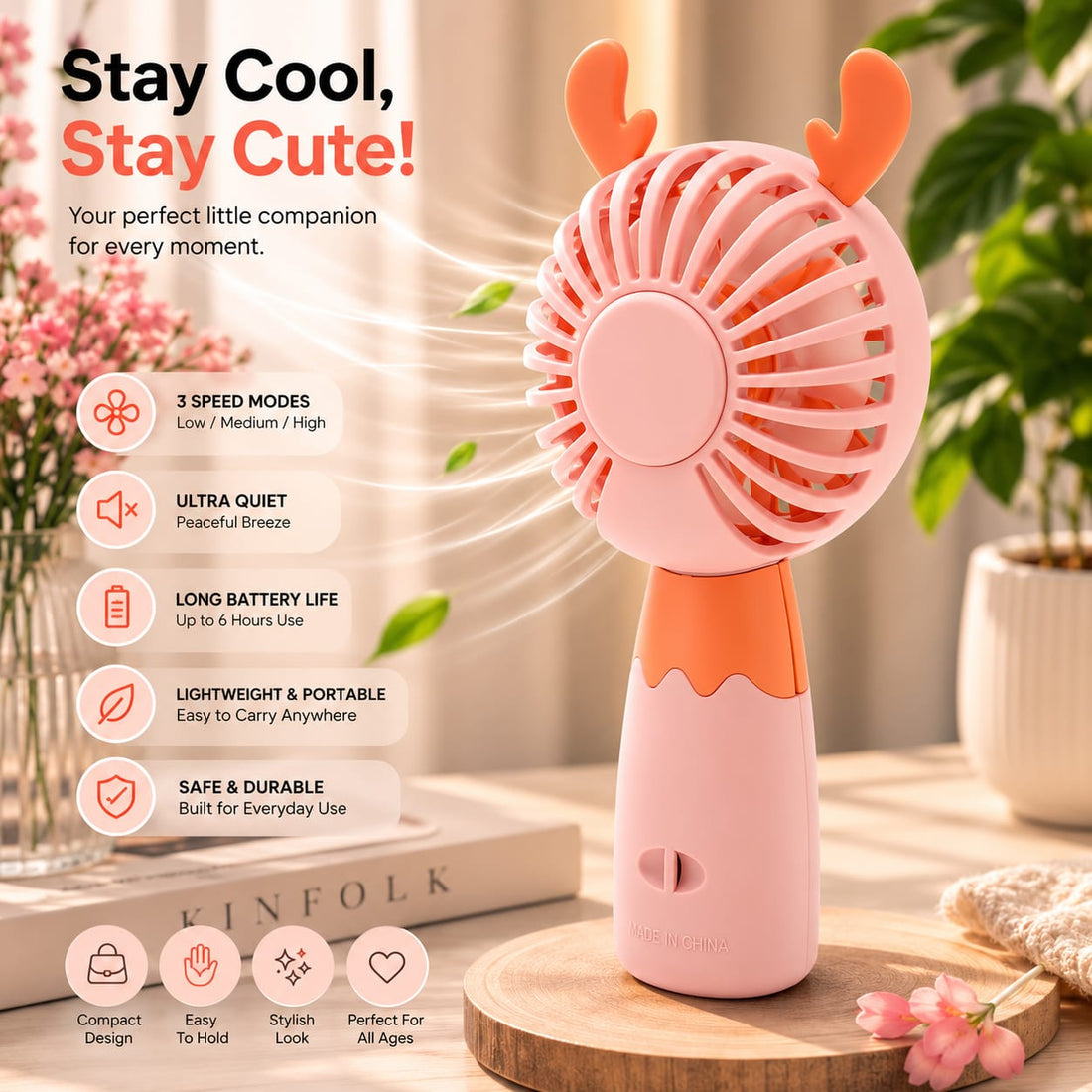 Chic Deer Ear Handheld Fan